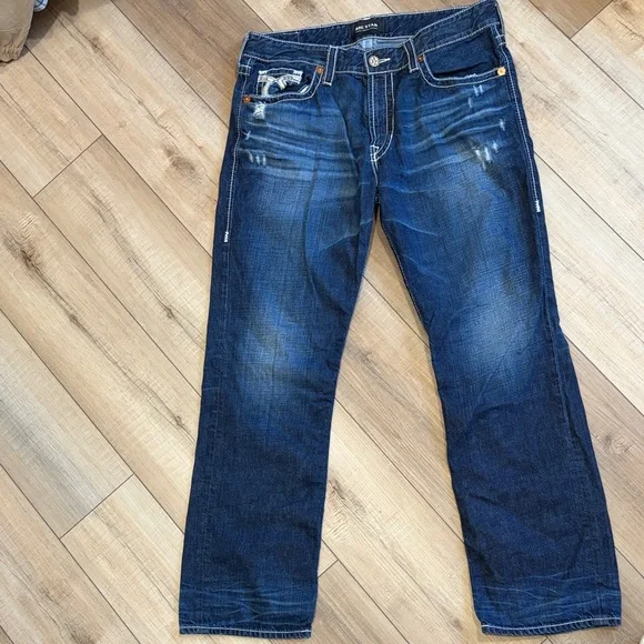 Big Star Men's Straight Distressed Jeans in Deep Blue Size 38 - Picture 6 of 8